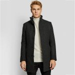 Men Charcoal Solid Over Coats