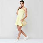 Women Solid A-line Sleeveless Skater Dress