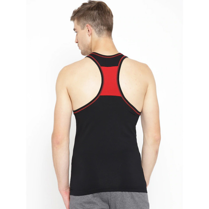 Men Black Solid Innerwear Jog Vest