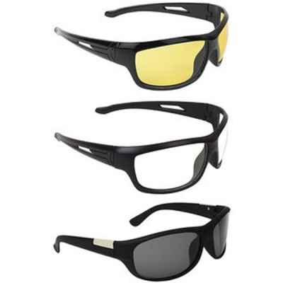 Adam Jones Transparent UV Protected Black Full Rim Wrap-around Night Vision