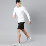 Men White Solid Round Neck T-shirt