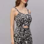 Black & White Animal Printed Basic Jumpsuit