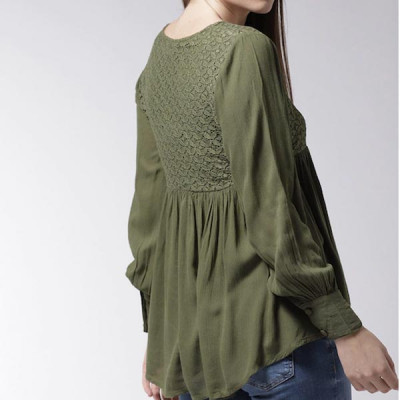 Olive Green Self-Design Empire Top